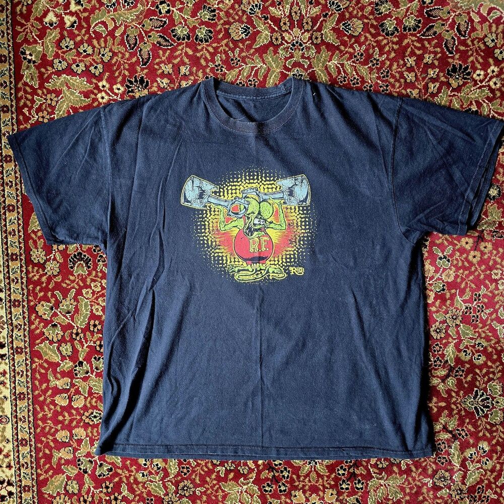 Rat Fink Tee Shirt Mens 2XL Y2K Ed Big Daddy Roth Short Sleeved T Black